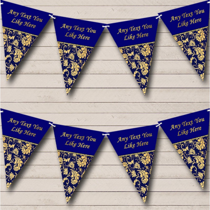 Old Regal Gold And Navy Blue Vintage Personalised Birthday Party Bunting – The Card Zoo