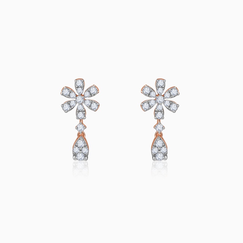 Rose Gold Floral Petal Lab Grown Diamond Earrings