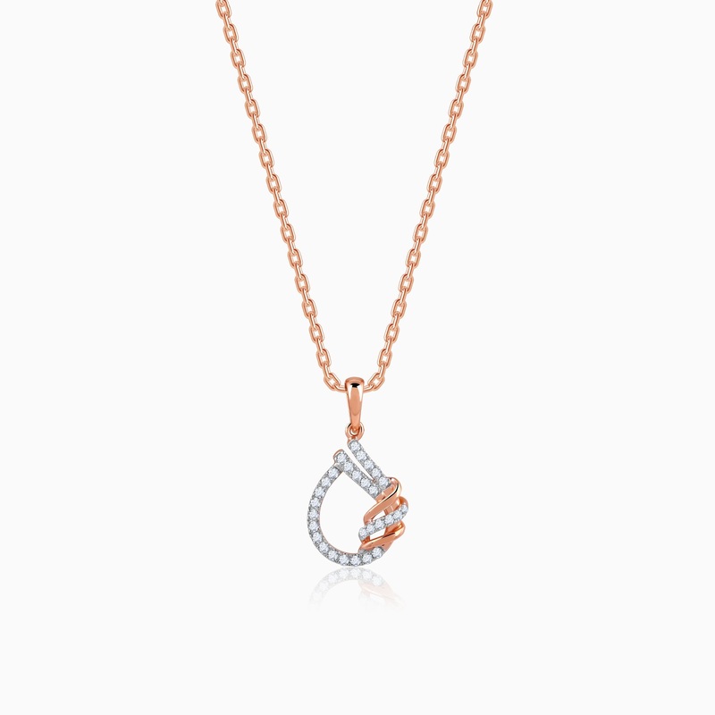Rose Gold Twisted Dewdrop Lab Grown Diamond Pendant