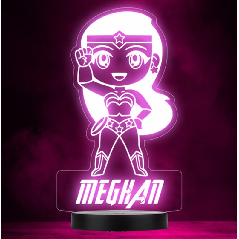Wonder Woman Baby Superhero Personalised Gift Colour Change Led Lamp Night Light – The Card Zoo
