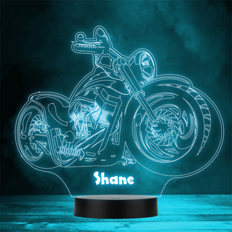 3D Style Chopper Motorbike Personalised Gift Colour Change LED Lamp Night Light – The Card Zoo