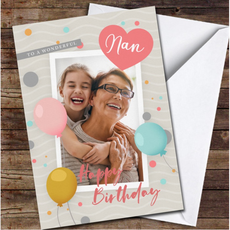 Birthday Balloons Photo Frame Wonderful Nan Personalised Birthday Card – The Card Zoo