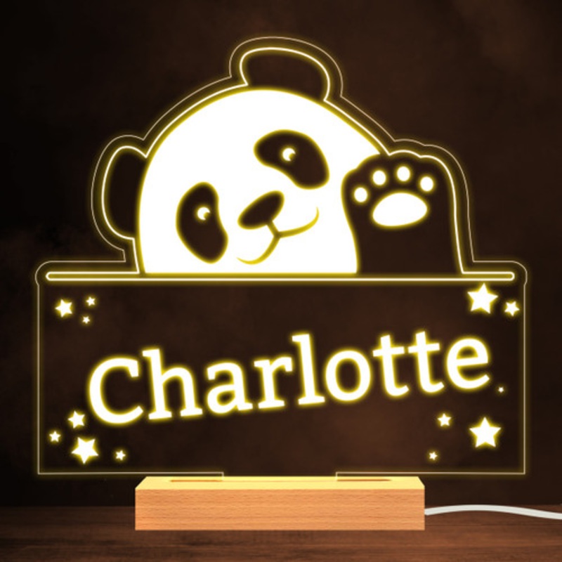 Cute Panda and Stars Warm White Lamp Personalised Gift Night Light – The Card Zoo