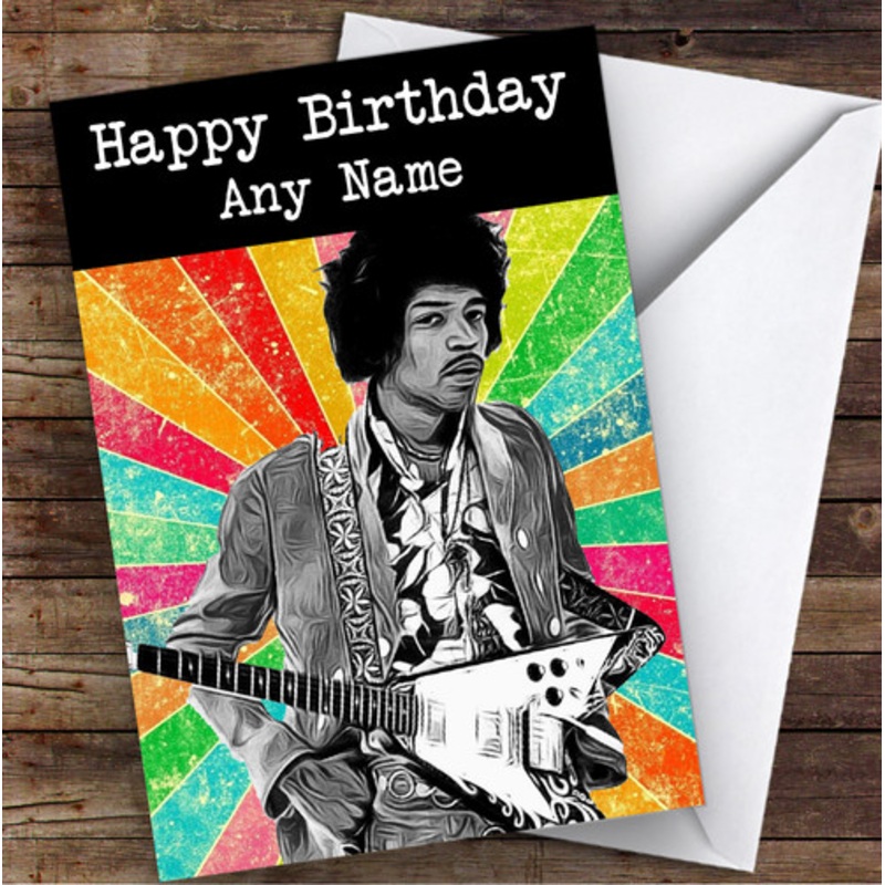 Jimi Hendrix Colourful Funky Celebrity Personalised Birthday Card – The Card Zoo