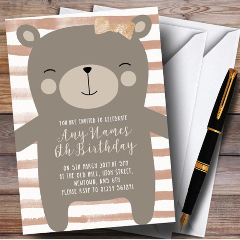 Large Teddy Bear Neutral Children’s Birthday Party Invitations – The Card Zoo