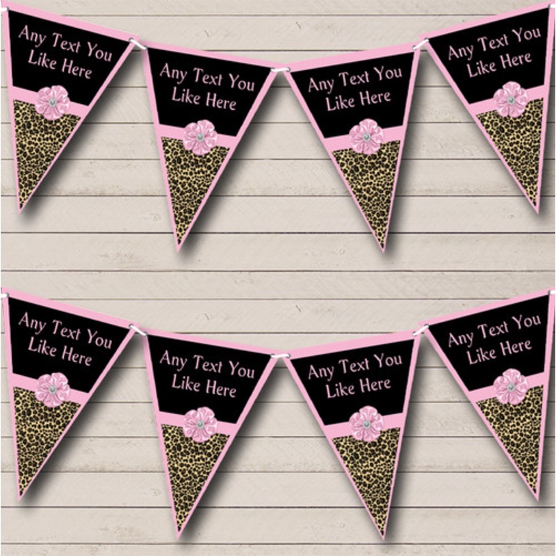 Leopard Print Pale Pink Bow Personalised Birthday Party Bunting – The Card Zoo