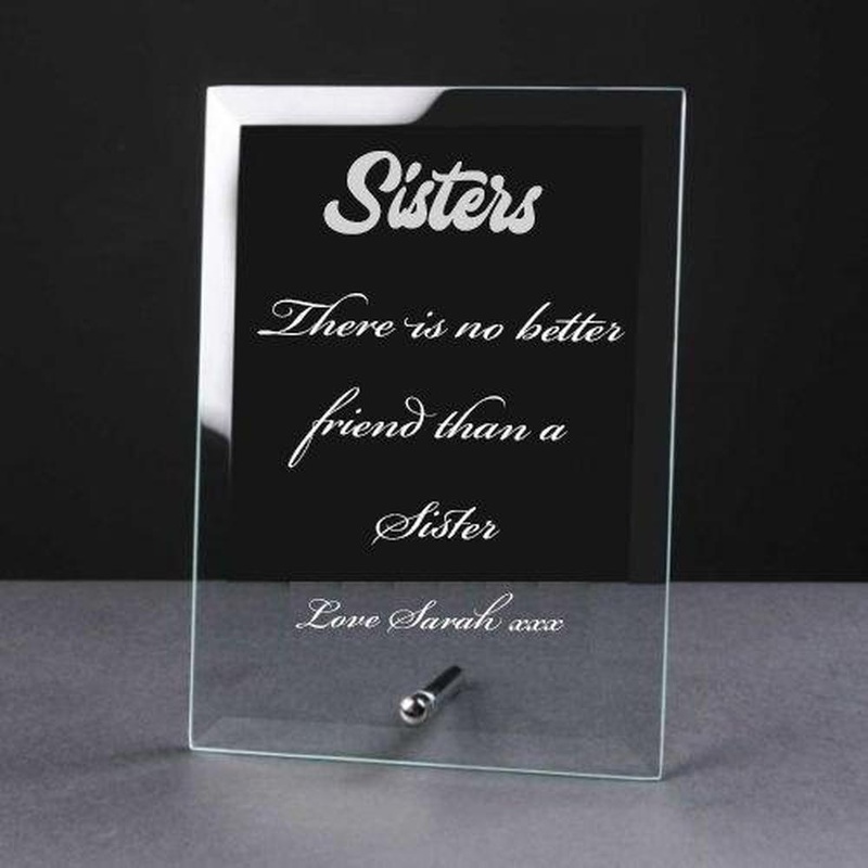 Personalised Engraved Glass Plaque Sister Gift