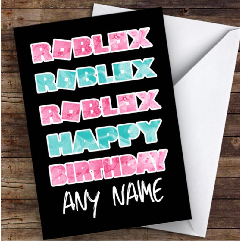 Roblox Pink and Blue Effects Logo Repeat Children’s Kids Birthday Card – The Card Zoo