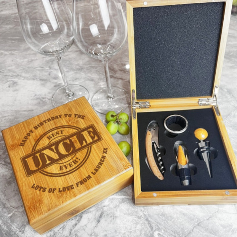 Best Uncle Ever Birthday Personalised Wine Bottle Tools Gift Box Set – The Card Zoo