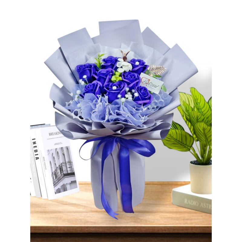 Dark Purple Soap Rose Bouquet Artificial Flower (Klang Valley Delivery)