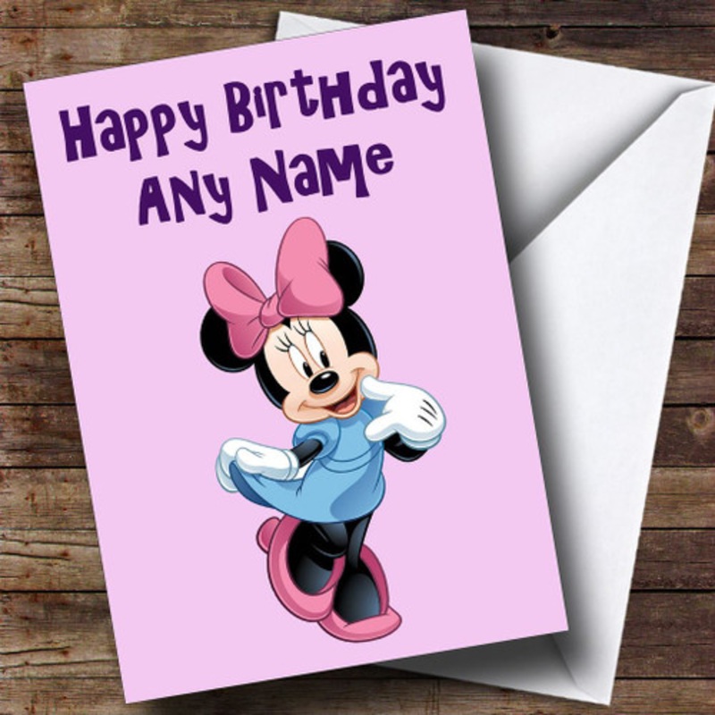 Minnie Mouse Pink Personalised Birthday Card – The Card Zoo