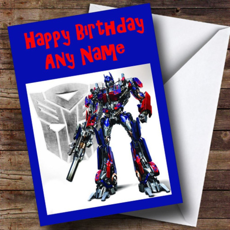 Optimus Prime Transformers Kids Personalised Birthday Card – The Card Zoo