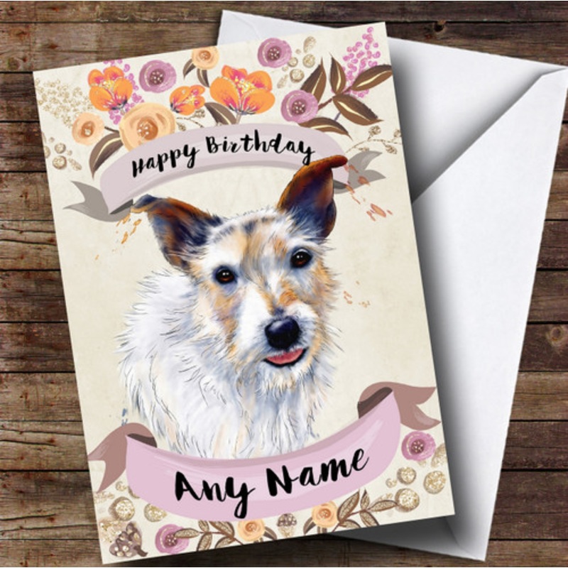 Rustic Gold Dog Jack Russell Personalised Birthday Card – The Card Zoo