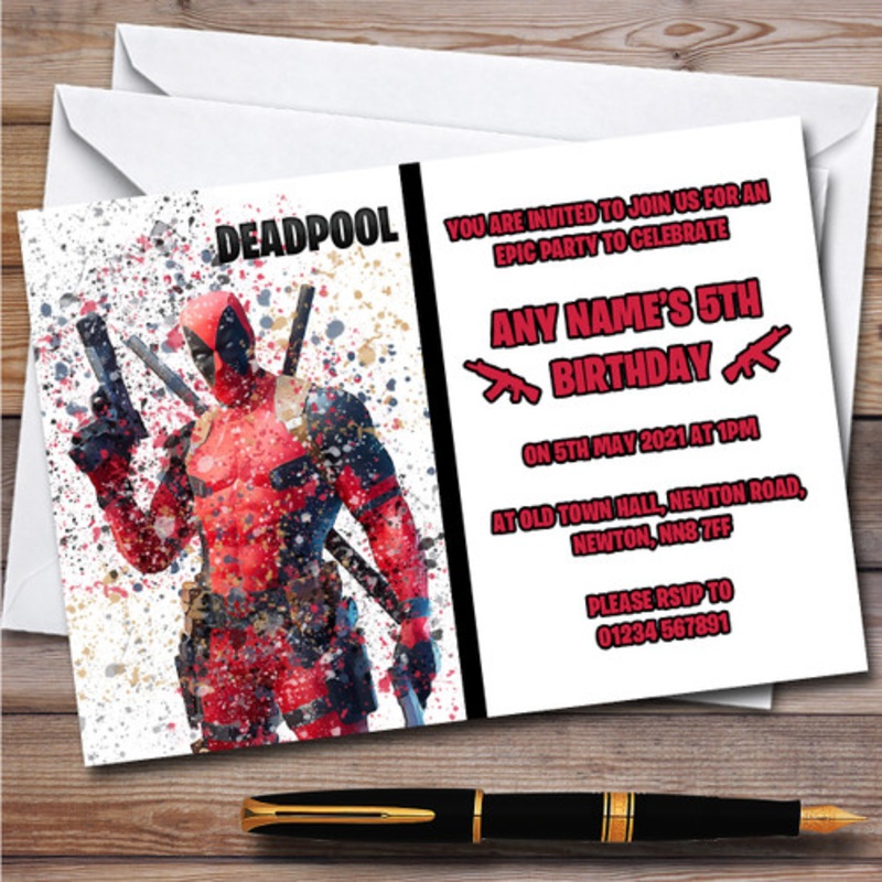 Splatter Art Gaming Fortnite Deadpool Children’s Birthday Party Invitations – The Card Zoo