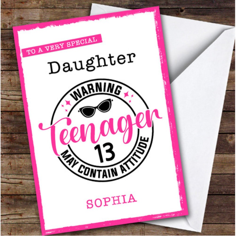 13th Daughter Pink Teenager Custom Personalised Birthday Card – The Card Zoo
