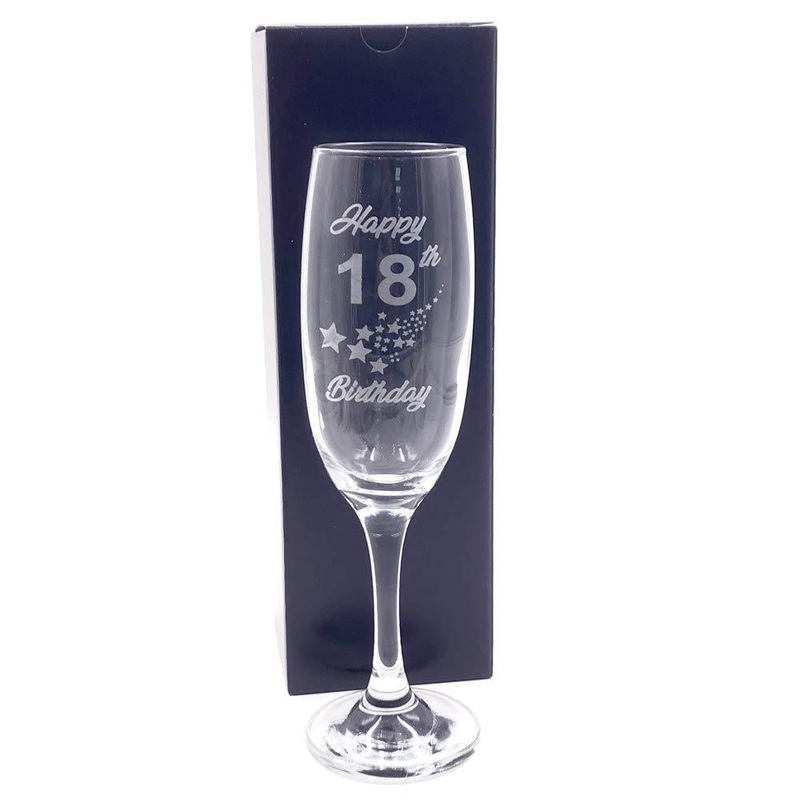 18th Birthday Stars Champagne Flute Glass Gift Boxed