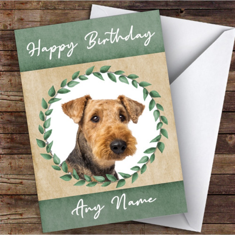 Airedale Terrier Dog Green Animal Personalised Birthday Card – The Card Zoo