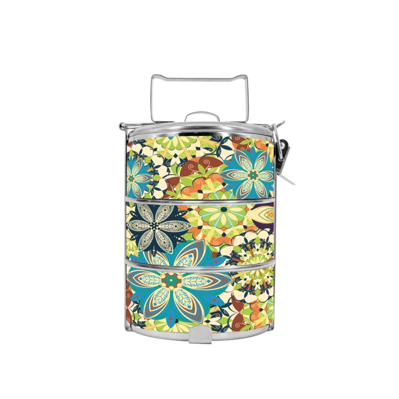 BDARI Tiffin Carrier – Green Floral Mandala (Nationwide Delivery)