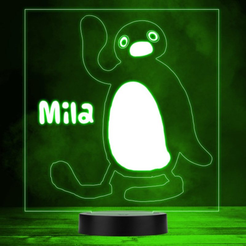 Pingu Penguin Children’s TV Cartoon Personalised LED Multicolour Night Light – The Card Zoo