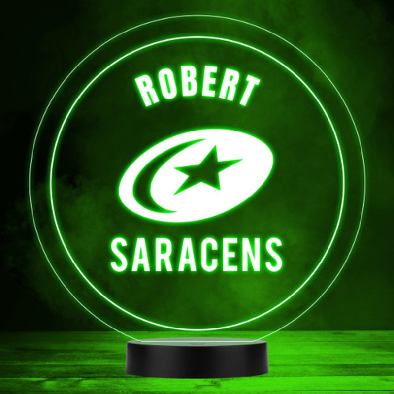 Saracens Rugby Union Club Logo Sports Fan Personalised LED Colour Night Light – The Card Zoo