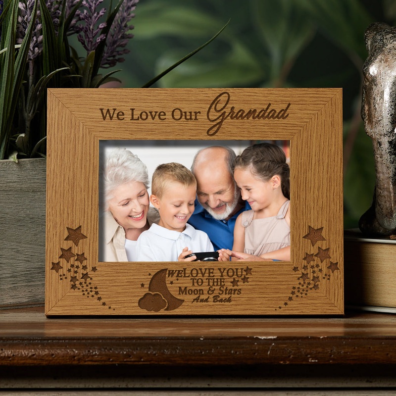 We Love Our Grandad To The Moon and Back Wooden Photo Frame Gift