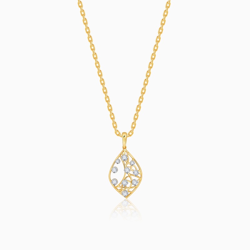 Gold Leafy Glam Lab Grown Diamond Pendant