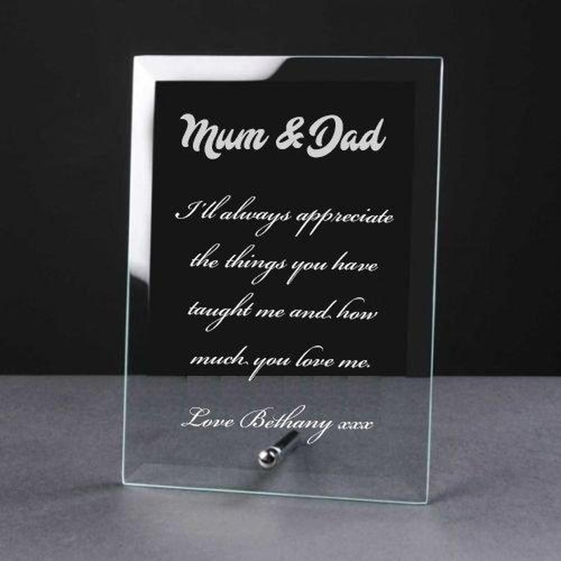 Personalised Engraved Glass Plaque Mum and Dad Gift