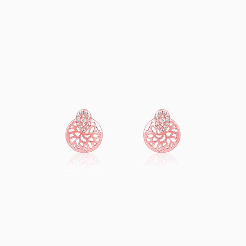 Rose Gold Circular Drop Filigree Earrings