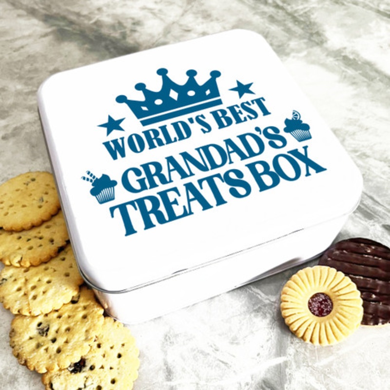Square World’s Best Grandad Treats Box Personalised Treat Tin – The Card Zoo
