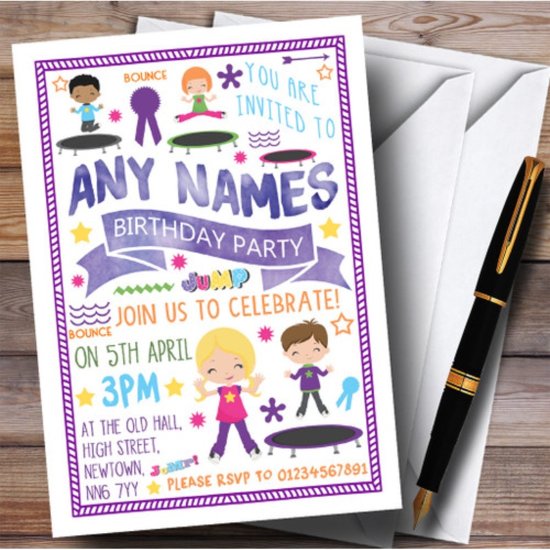 Trampoline Bounce Children’s Birthday Party Invitations – The Card Zoo