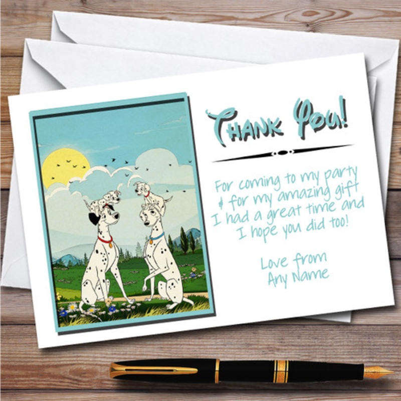 101 Dalmatians Vintage Children’s Personalised Birthday Party Thank You Cards – The Card Zoo