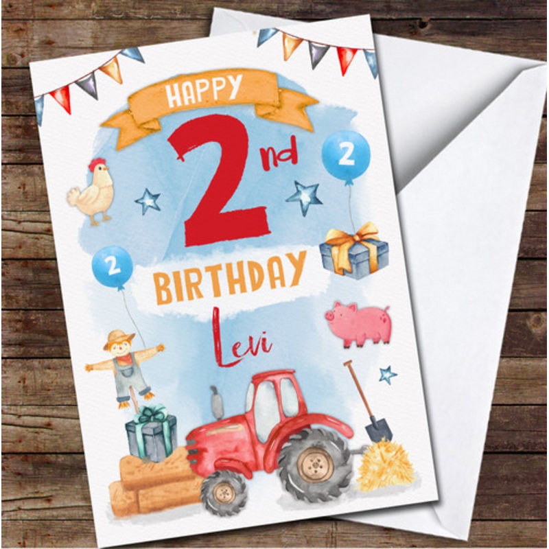 2nd Boy Male Animal Farm Gift Any Age Personalised Birthday Card – The Card Zoo