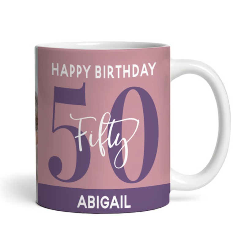 50th Birthday Photo Gift Dusky Pink Tea Coffee Cup Personalised Mug – The Card Zoo