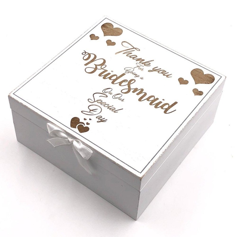 Bridesmaid Gift Thank you Keepsake Box Vintage Style wooden Memories