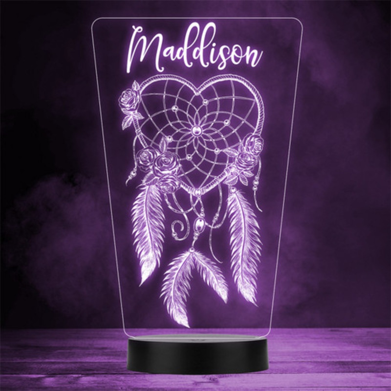 Heart Shaped Dream Catcher Personalised Gift Colour Change LED Lamp Night Light – The Card Zoo