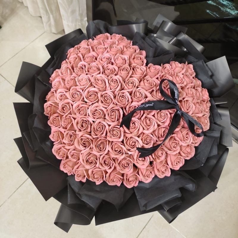 Lovita Heart Shape Artificial Soap Flower Bouquet (Nationwide Delivery)
