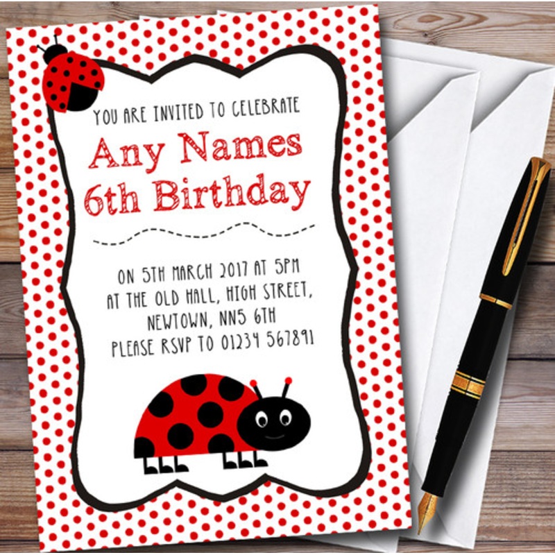 Polkadot Ladybird Personalised Children’s Party Invitations – The Card Zoo
