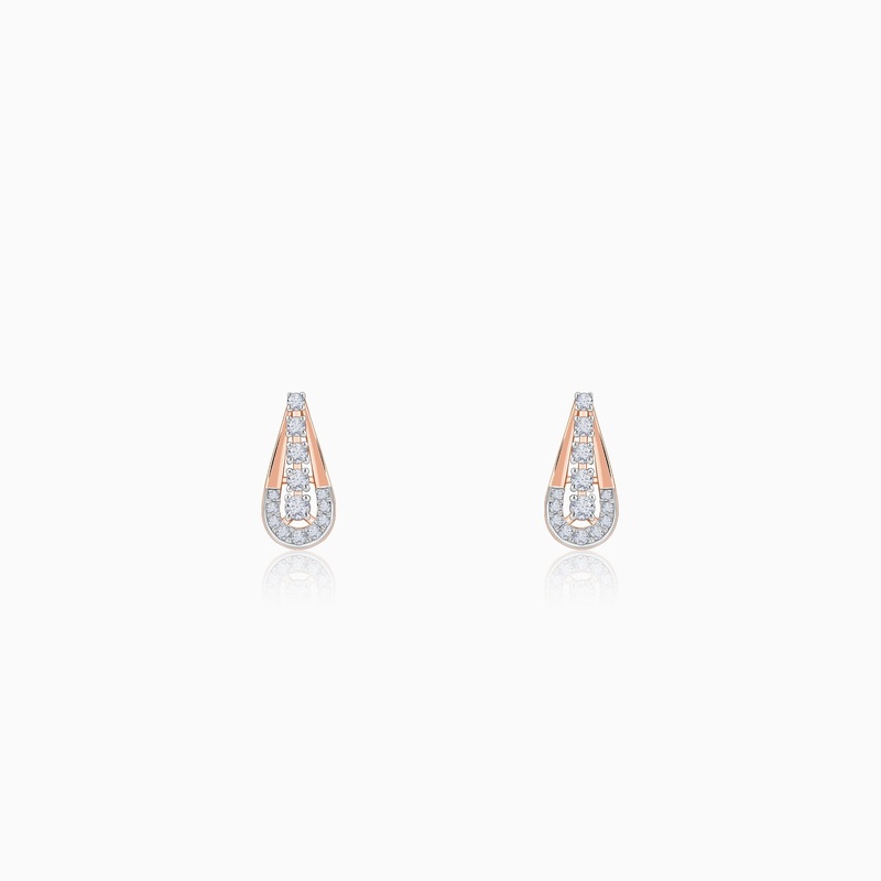 Rose Gold Modern Pear Lab Grown Diamond Earrings
