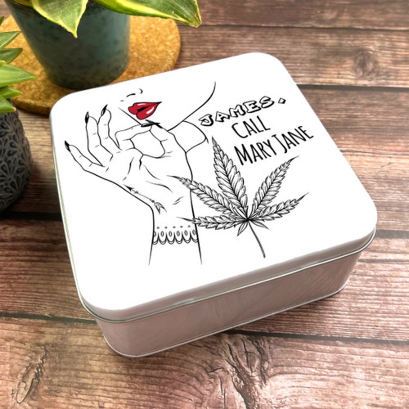 Square Spliff Tobacco Tin Baccy Rolling Mary Jane Personalised Weed Stash Tin – The Card Zoo