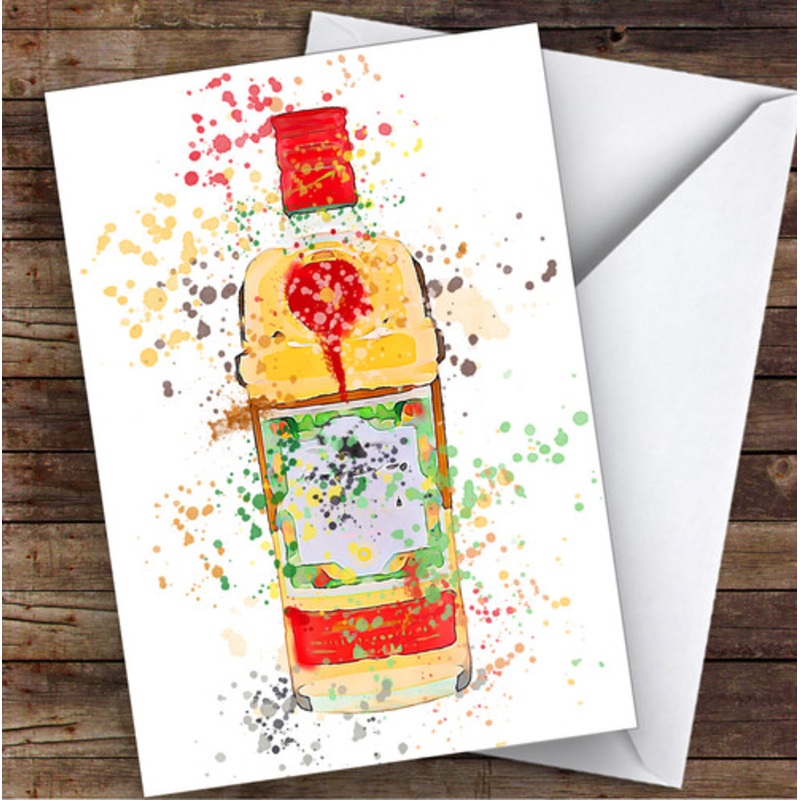 Watercolour Splatter Orange Sevilla Gin Bottle Personalised Birthday Card – The Card Zoo