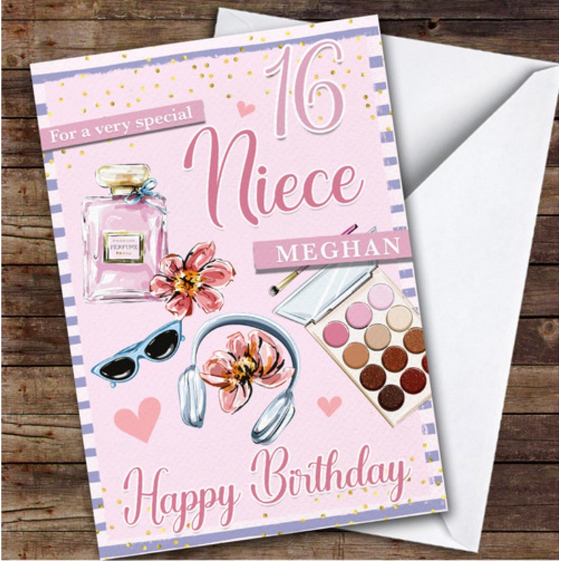 16th Niece Pink Makeup Teenager Custom Personalised Birthday Card – The Card Zoo