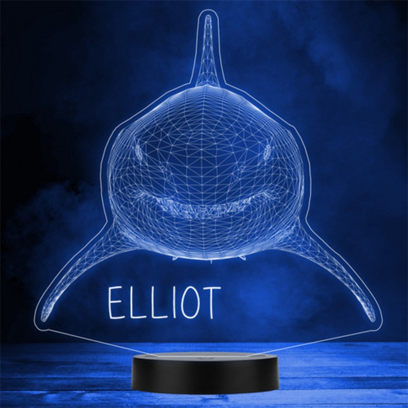 3D Style Shark Front View Personalised Gift Colour Changing LED Lamp Night Light – The Card Zoo