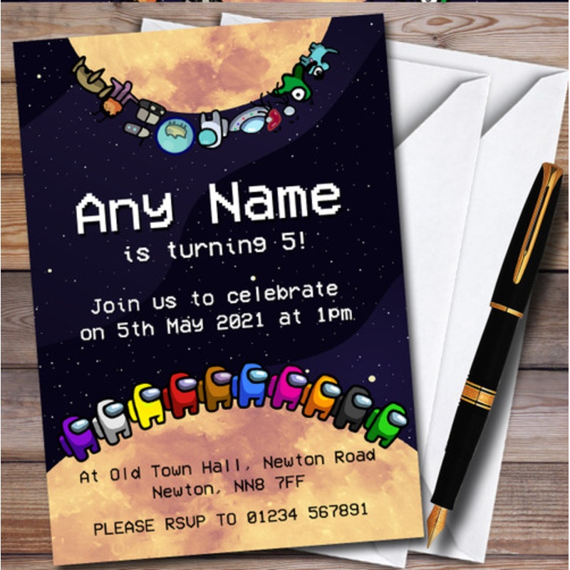 Among Us and Our Pets Personalised Children’s Kids Birthday Party Invitations – The Card Zoo