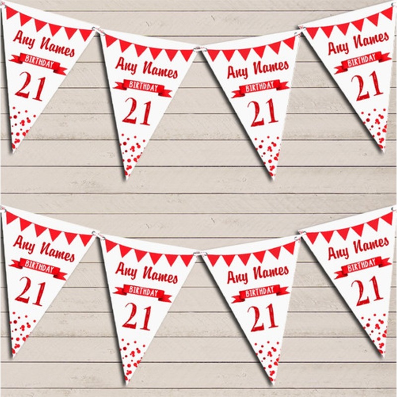 Any Age Birthday 18th 21st 30th 40th 50th 60th Red Birthday Bunting – The Card Zoo
