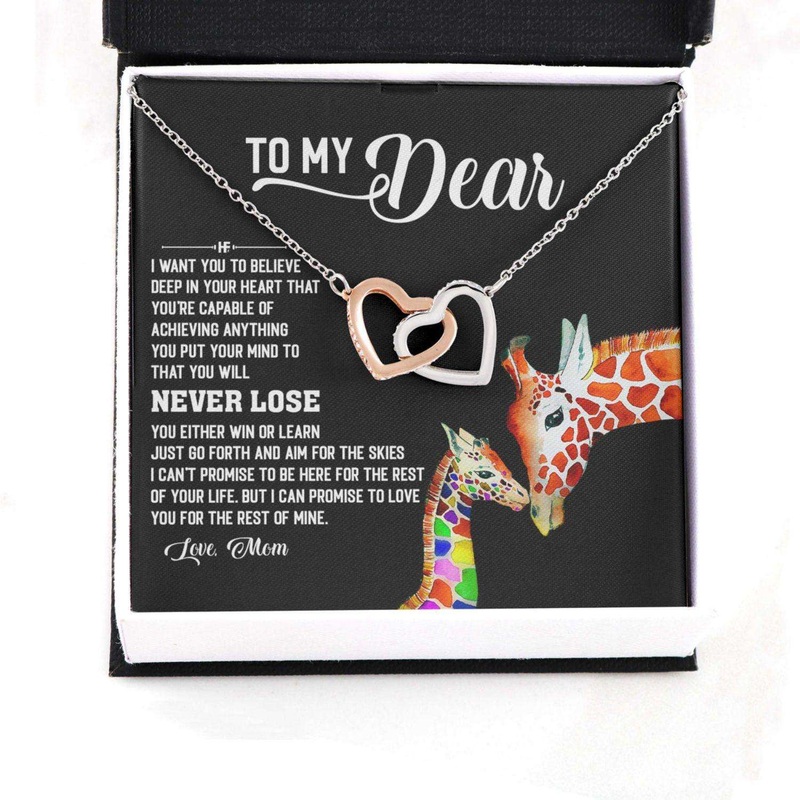 Awareness Necklace: Promise To Love You, Giraffe Meaningful Autism Message Card Hearts Necklace