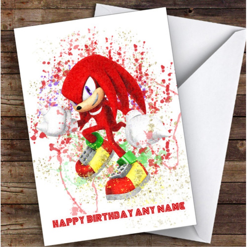 Knuckles Sonic The Hedgehog Splatter Art Children’s Kids Birthday Card – The Card Zoo
