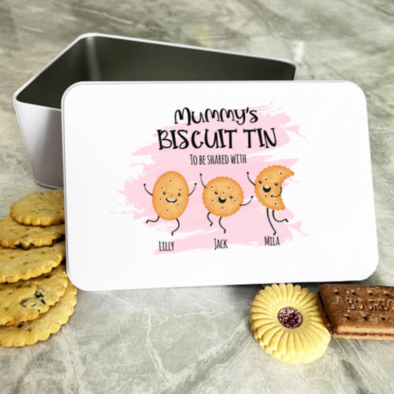 Personalised Cute Smiling Biscuits Splash Mummy’s Cake Treat Sweets Biscuit Tin – The Card Zoo