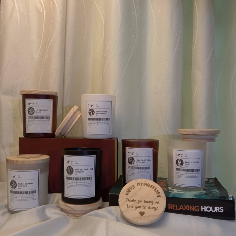 Scented Soy Candles Set With Personalised Engraving