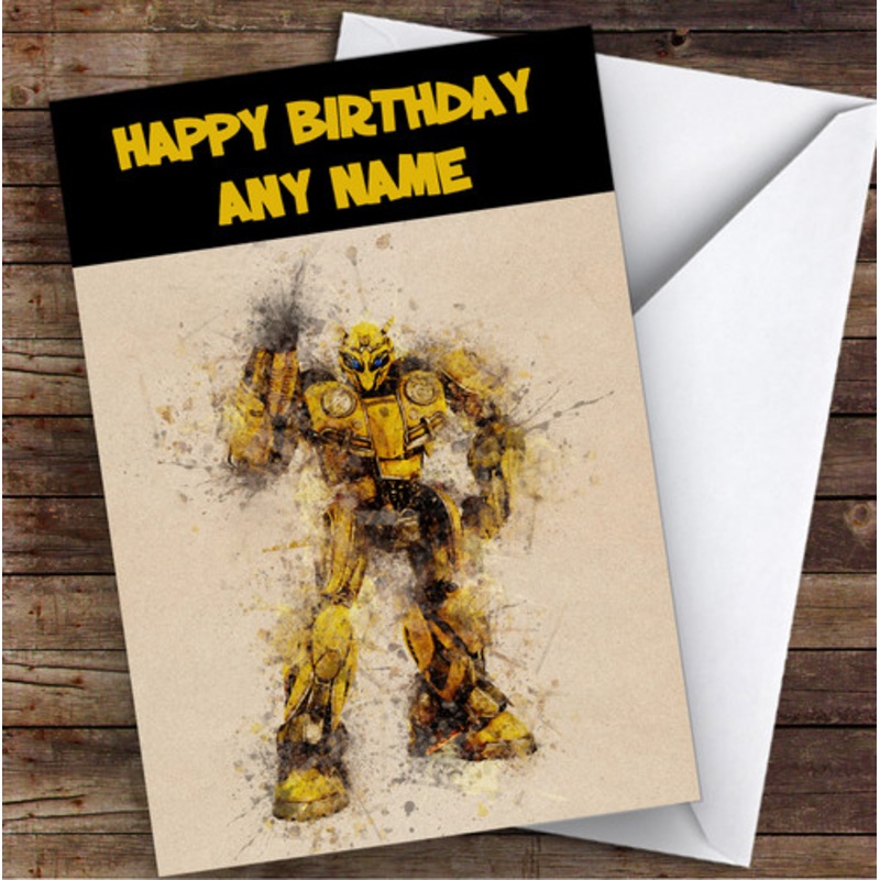 Transformers Bumblebee Vintage Watercolour Children’s Kids Birthday Card – The Card Zoo