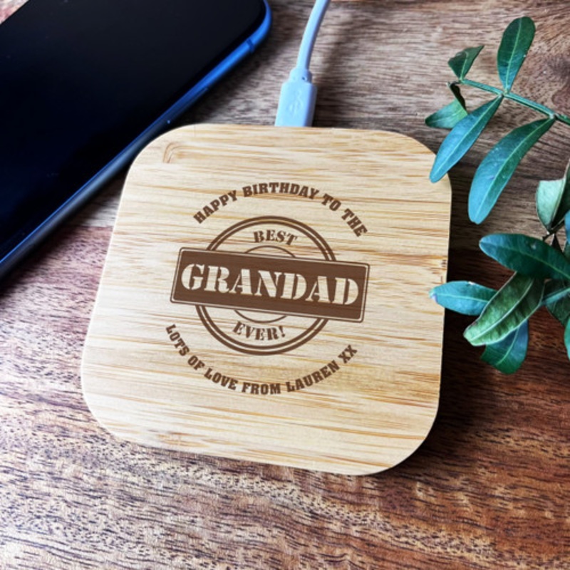 Best Grandad Ever Birthday Personalised Square Wireless Phone Charger Pad – The Card Zoo